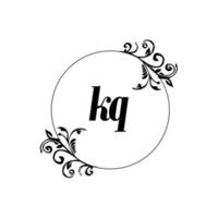 initiale kq logo monogramme lettre élégance féminine vecteur