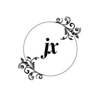 initiale jx logo monogramme lettre élégance féminine vecteur