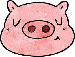 tête de cochon dessin animé texture grunge rétro vecteur