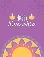 joyeux festival de dussehra. mandala, lampes diya et bougies vecteur