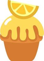 Cupcake au citron jaune, illustration, vecteur sur fond blanc