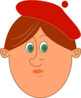 Femme au chapeau rouge, illustration, vecteur sur fond blanc