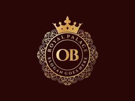 lettre ob logo victorien de luxe royal antique avec cadre ornemental. vecteur