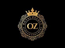 lettre oz logo victorien de luxe royal antique avec cadre ornemental. vecteur