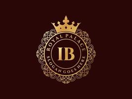 lettre ib logo victorien de luxe royal antique avec cadre ornemental. vecteur