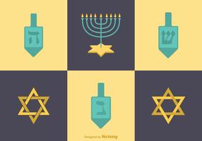 Free Vector Flat Hanukkah Icons