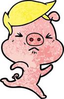 personnage de cochon de vecteur en style cartoon