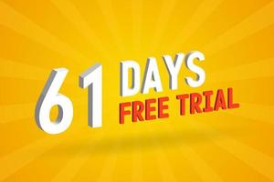 offre gratuite 61 jours d'essai gratuit vecteur de stock de texte 3d