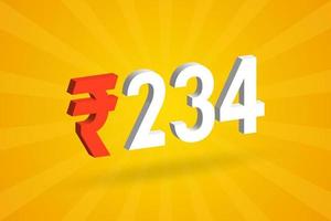 234 roupies symbole 3d image vectorielle de texte en gras. 3d 234 roupie indienne monnaie signe illustration vectorielle vecteur