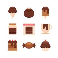 jeu d'icônes de chocolat vecteur