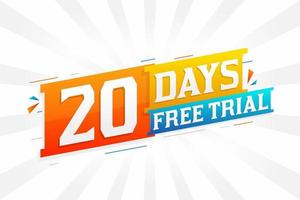 20 jours d'essai gratuit vecteur de stock de texte promotionnel en gras