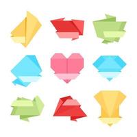 collection d'étiquettes origami colorées vecteur