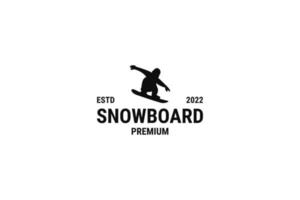 illustration de modèle vectoriel de conception de logo de snowboard plat