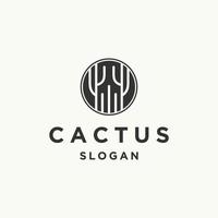modèle de conception plate icône logo cactus vecteur