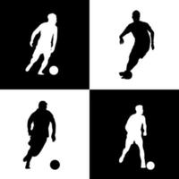 silhouette, homme, football, dribbler, à, balle vecteur