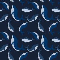 modèle sans couture de vecteur avec baleine bleue, illustration animal abstrait dans l'océan dessin sur fond bleu foncé pour l'impression de textiles de tissu de mode, papier peint et emballage de papier