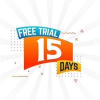 15 jours d'essai gratuit vecteur de stock de texte promotionnel en gras