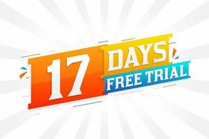 17 jours d'essai gratuit vecteur de stock de texte promotionnel en gras