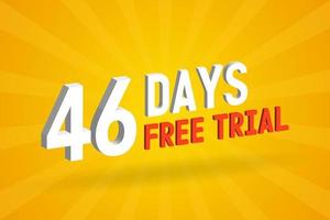 offre gratuite 46 jours d'essai gratuit vecteur de stock de texte 3d
