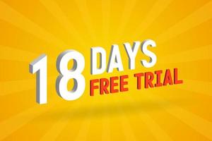 offre gratuite 18 jours d'essai gratuit vecteur de stock de texte 3d