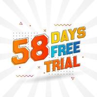 58 jours d'essai gratuit vecteur de stock de texte promotionnel en gras