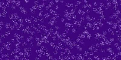 fond de doodle vecteur violet clair, rose avec des fleurs.