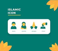 paquet de collection de jeu d'icônes islamiques avec illustration vectorielle de style plat moderne bicolore pour id mubarak vecteur