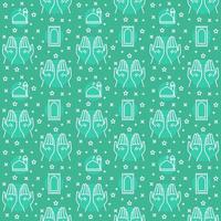 icône de modèle de main de prière étoile de tapis de dinde de dôme de mosquée avec fond de couleur rempli thème vert design de style plat. vecteur
