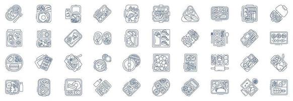 collection d'icônes liées à la boîte à lunch, y compris des icônes comme la nourriture, le plat, le déjeuner et plus encore. illustrations vectorielles, ensemble parfait de pixels vecteur