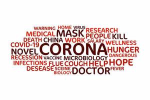 concept de mot de virus corona. collage fait de mots sur le virus corona. illustration vectorielle vecteur