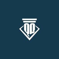 qq logo monogramme initial pour cabinet d'avocats, avocat ou avocat avec conception d'icône de pilier vecteur