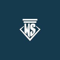 ws logo monogramme initial pour cabinet d'avocats, avocat ou avocat avec conception d'icône de pilier vecteur