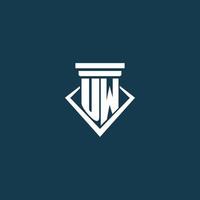 uw logo monogramme initial pour cabinet d'avocats, avocat ou avocat avec conception d'icône de pilier vecteur