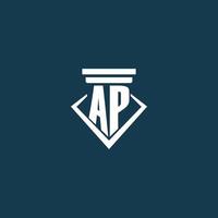 ap logo monogramme initial pour cabinet d'avocats, avocat ou avocat avec conception d'icône de pilier vecteur