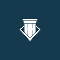 hh logo monogramme initial pour cabinet d'avocats, avocat ou avocat avec conception d'icône de pilier vecteur