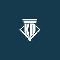 kd logo monogramme initial pour cabinet d'avocats, avocat ou avocat avec conception d'icône de pilier vecteur