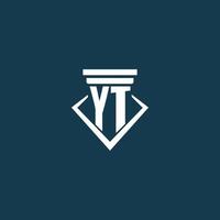 yt logo monogramme initial pour cabinet d'avocats, avocat ou avocat avec conception d'icône de pilier vecteur