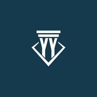yy logo monogramme initial pour cabinet d'avocats, avocat ou avocat avec conception d'icône de pilier vecteur
