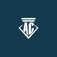 logo monogramme initial ac pour cabinet d'avocats, avocat ou avocat avec conception d'icône de pilier vecteur