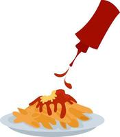 ketchup sur pâtes, illustration, vecteur sur fond blanc