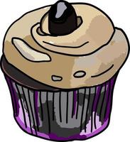 cupcake violet, illustration, vecteur sur fond blanc.