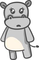 Mignon petit hippopotame, illustration, vecteur sur fond blanc