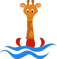 girafe dans la piscine, illustration, vecteur sur fond blanc.