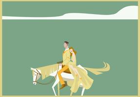 Couple With White Horse Blonde Illustration vecteur