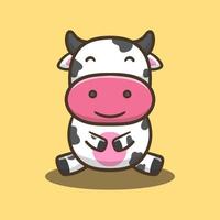 vache de dessin animé mignon avec visage souriant vecteur