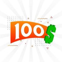 Symbole de texte vectoriel de devise de 100 dollars. 100 usd dollar américain argent vecteur de stock
