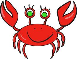 crabe rouge, illustration, vecteur sur fond blanc.