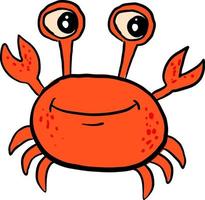 Heureux crabe rouge, illustration, vecteur sur fond blanc.