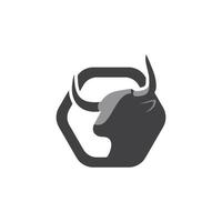 modèle de conception de logo de tête de taureau ou de vache vecteur