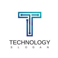 logo de technologie lettre t avec symbole de circuit vecteur